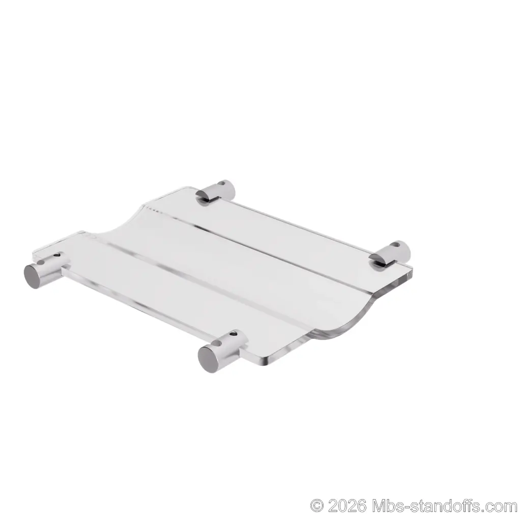 The Rhone Collection 1-Bottle Wave Acrylic Cradle - Satin Brushed Forks for 1/4" rod | Floating Wine rod display System