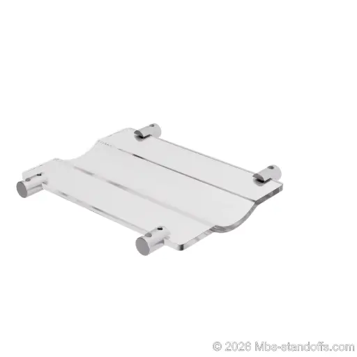 [CW01RS] The Rhone Collection 1-Bottle Wave Acrylic Cradle - Satin Brushed Forks for 1/4" Rod | Floating Wine Rod Display System