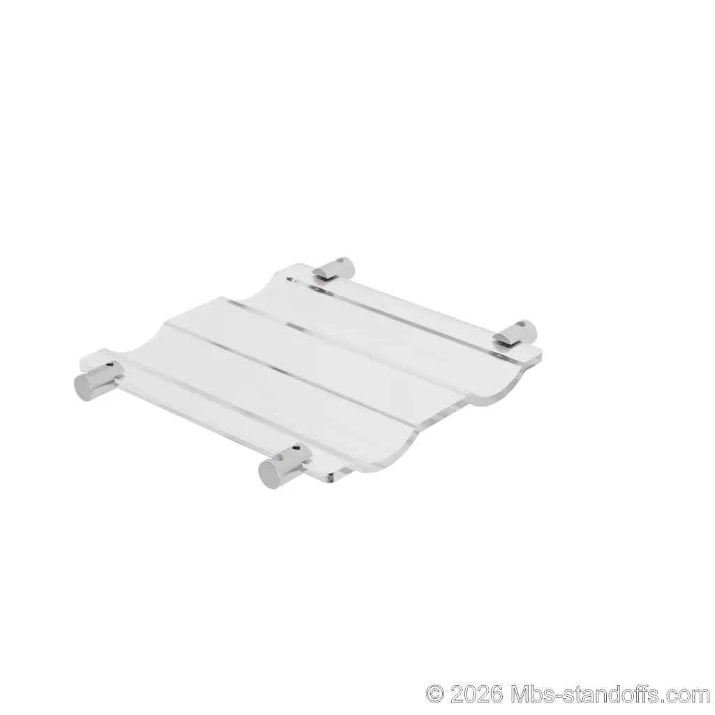 The Rhone Collection 2-Bottles Wave Acrylic Cradle - Satin Brushed Forks for 1/4" rod | Floating Wine rod display System