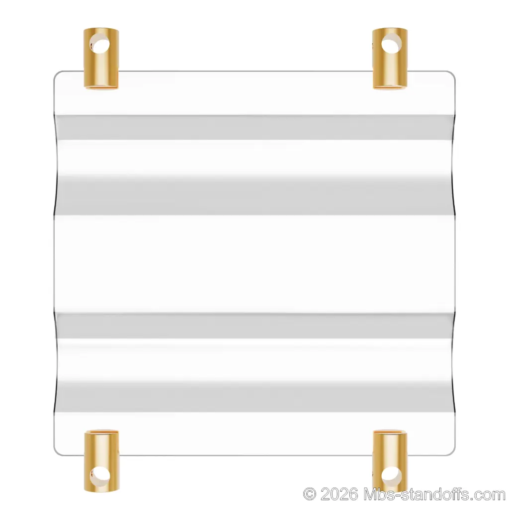 The Chateauneuf Collection 2-Bottles Wave Acrylic Cradle - Champagne Anodized Forks for 3/8" rod | Floating Wine rod display System
