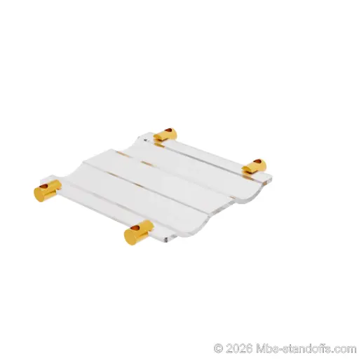 [CW02R10G] The Chateauneuf Collection 2-Bottles Wave Acrylic Cradle - Gold Anodized Forks for 3/8" Rod | Floating Wine Rod Display System