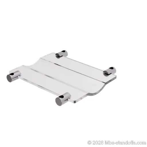 [CW01R10CP] The Chateauneuf Collection 1-Bottle Wave Acrylic Cradle - Chrome Mirror Electroplated Forks for 3/8" Rod | Floating Wine Rod Display System