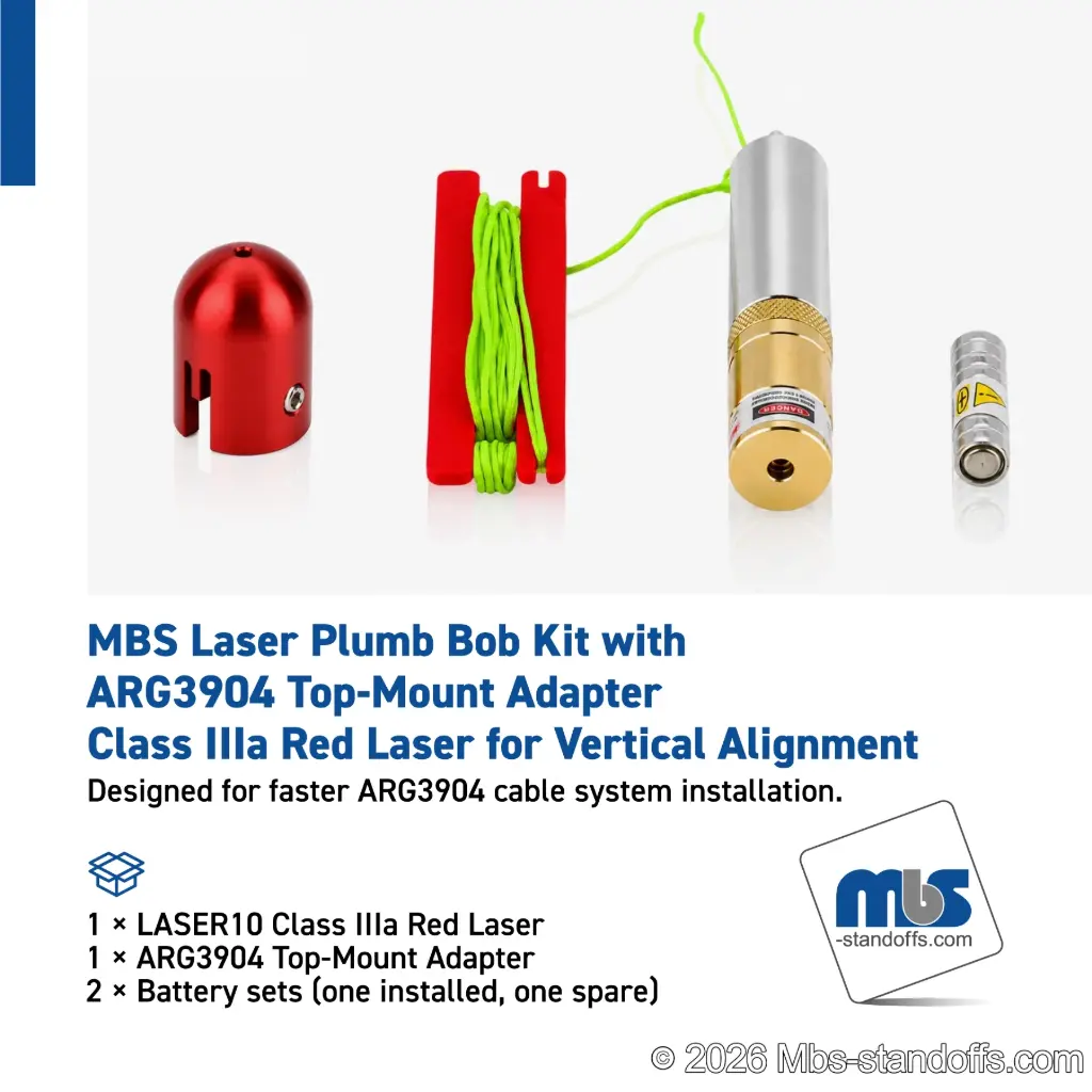 MBS Laser Plumb Bob Kit with ARG3904 Top-Mount Adapter | Class IIIa Red Laser for Vertical Alignment