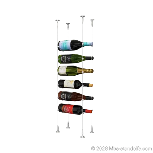 [SCS15A-CC-K6] Cabernet - Bourgueil Collection Bottle Display Cable Kit, 6-Bottle Capacity, Floating Adjustable-Angle Aluminum Signature System, Cable: 1/16″ Diameter, 13′-1″ Length with Clear Anodized Hanger