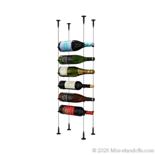[SCS15MB-CC-K6] Cabernet - Bourgueil Collection Bottle Display Cable Kit, 6-Bottle Capacity, Floating Adjustable-Angle Aluminum Signature System, Cable: 1/16″ Diameter, 13′-1″ Length with Matte Black Anodized Hanger