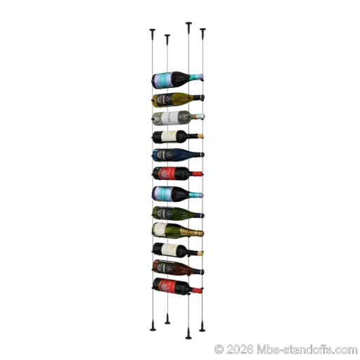 [SCS15MB-CC-K12] Cabernet - Bourgueil Collection Bottle Display Cable Kit, 12-Bottle Capacity, Floating Adjustable-Angle Aluminum Signature System, Cable: 1/16″ Diameter, 13′-1″ Length with Matte Black Anodized Hanger