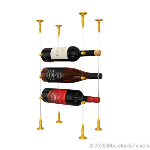 [SCS15G-CC-K3] Cabernet - Bourgueil Collection Bottle Display Cable Kit, 3-Bottle Capacity, Floating Adjustable-Angle Aluminum Signature System, Cable: 1/16″ Diameter, 13′-1″ Length with Gold Anodized Hanger