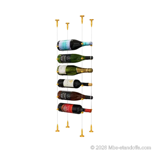 [SCS15G-CC-K6] Cabernet - Bourgueil Collection Bottle Display Cable Kit, 6-Bottle Capacity, Floating Adjustable-Angle Aluminum Signature System, Cable: 1/16″ Diameter, 13′-1″ Length with Gold Anodized Hanger