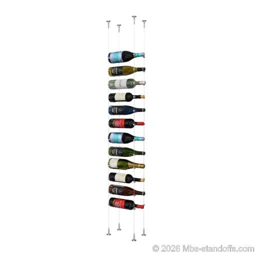 [SCS15SS-CC-K12] Cabernet - Bourgueil Collection Bottle Display Cable Kit, 12-Bottle Capacity, Floating Adjustable-Angle Aluminum Signature System, Cable: 1/16″ Diameter, 13′-1″ Length with Satin Brushed Hanger