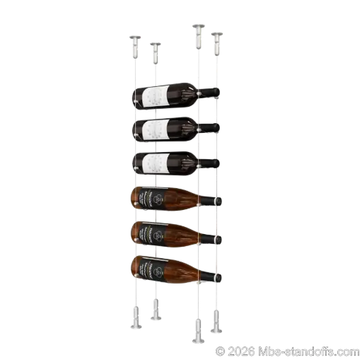 [CS15A-CC-K6] Cabernet - Chinon Collection Bottle Display Cable Kit, 6-Bottle Capacity, Floating Adjustable-Angle Aluminum Cable System, Cable: 1/16″ Diameter, 13′-1″ Length with Clear Anodized Hanger