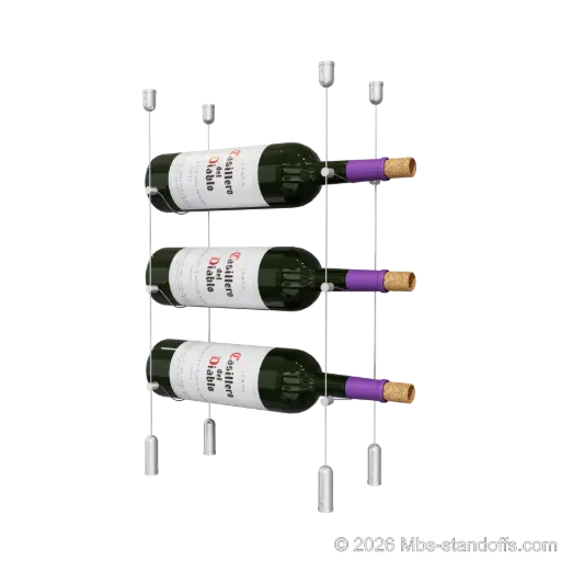 [ACG1904-CC-K3] Cabernet - Saumur Collection Bottle Display Cable Kit, 3-Bottle Capacity, Floating Aluminum Cable System, Cable: 1/16″ Diameter, 13′-1″ Length with Clear Anodized Hanger