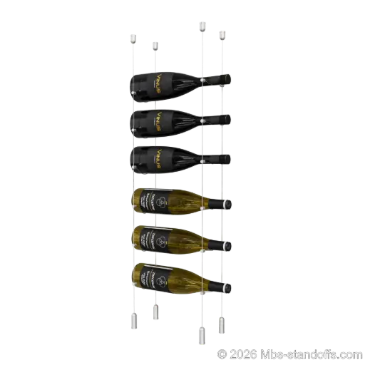 [ACG1904-CC-K6] Cabernet - Saumur Collection Bottle Display Cable Kit, 6-Bottle Capacity, Floating Aluminum Cable System, Cable: 1/16″ Diameter, 13′-1″ Length with Clear Anodized Hanger