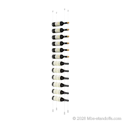 [ACG1904-CC-K12] Cabernet - Saumur Collection Bottle Display Cable Kit, 12-Bottle Capacity, Floating Aluminum Cable System, Cable: 1/16″ Diameter, 13′-1″ Length with Clear Anodized Hanger