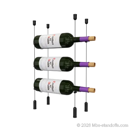 [ACG1904MB-CC-K3] Cabernet - Saumur Collection Bottle Display Cable Kit, 3-Bottle Capacity, Floating Aluminum Cable System, Cable: 1/16″ Diameter, 13′-1″ Length with Matte Black Anodized Hanger