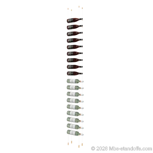 [ACG1904BR-CC-K18] Cabernet - Saumur Collection Bottle Display Cable Kit, 18-Bottle Capacity, Floating Aluminum Cable System, Cable: 1/16″ Diameter, 13′-1″ Length with Champagne Anodized Hanger