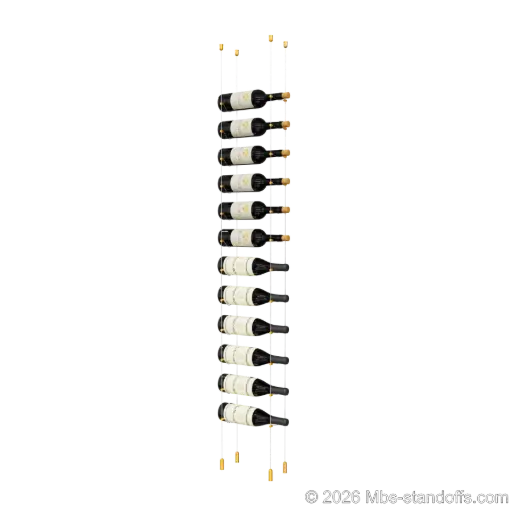[ACG1904G-CC-K12] Cabernet - Saumur Collection Bottle Display Cable Kit, 12-Bottle Capacity, Floating Aluminum Cable System, Cable: 1/16″ Diameter, 13′-1″ Length with Gold Anodized Hanger