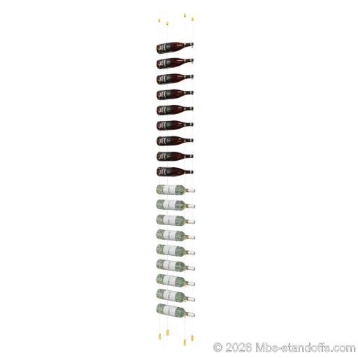 [ACG1904G-CC-K18] Cabernet - Saumur Collection Bottle Display Cable Kit, 18-Bottle Capacity, Floating Aluminum Cable System, Cable: 1/16″ Diameter, 13′-1″ Length with Gold Anodized Hanger