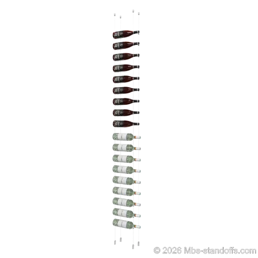 [ACG1904CP-CC-K18] Cabernet - Saumur Collection Bottle Display Cable Kit, 18-Bottle Capacity, Floating Aluminum Cable System, Cable: 1/16″ Diameter, 13′-1″ Length with Chrome Mirror Hanger