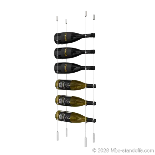 [SCG1904-CC-K6] Cabernet - Saumur Collection Bottle Display Cable Kit, 6-Bottle Capacity, Floating Stainless Steel Cable System, Cable: 1/16″ Diameter, 13′-1″ Length with Satin Brushed Hanger