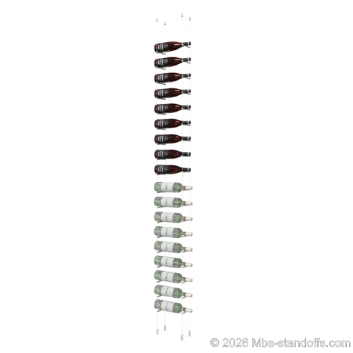 [ACG1904-PCW1050A-K18] Merlot - Napa Collection Bottle Display Peg Kit, 18-Bottle Capacity, Floating Cable System, Pegs: 1/2″ × 6" with Clear Anodized Finish