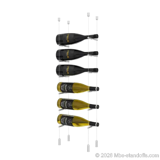 [ACG1904-PCWR1050A-K6] Merlot - Napa Collection Bottle Display Peg Kit With "O" Ring, 6-Bottle Capacity, Floating Cable System, Pegs: 1/2″ × 6" with Clear Anodized Finish