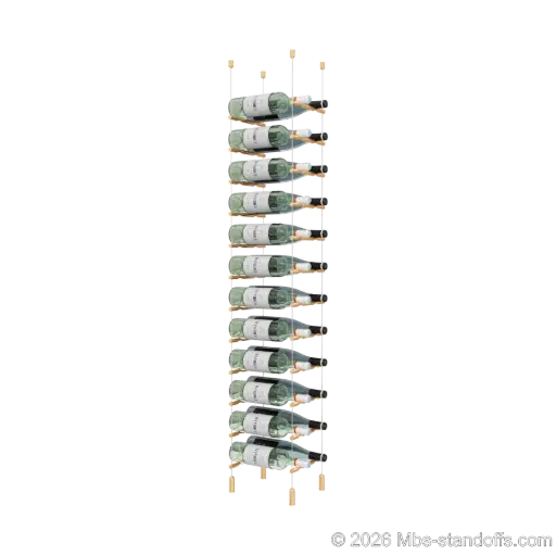 [ACG1904BR-PCW2050BR-K12] Merlot - Napa Collection Bottle Display Peg Kit, 24-Bottle (2x12) Capacity, Floating Cable System, Pegs: 1/2″ × 7-1/2" with Champagne Anodized Finish