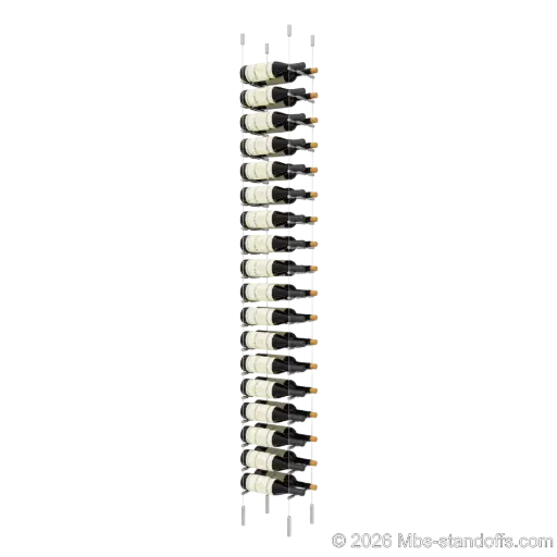 [SCG1904-PCW2050S-K18] Merlot - Napa Collection Bottle Display Peg Kit, 36-Bottle (2x18) Capacity, Floating Cable System, Pegs: 1/2″ × 7-1/2" with Satin Brushed Finish