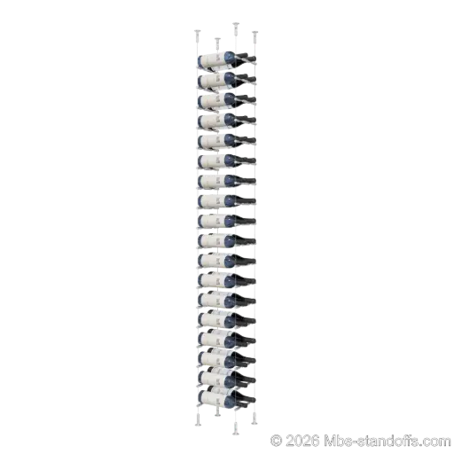 [CS15A-PCW2050A-K18] Merlot - Washington Collection Bottle Display Peg Kit, 36-Bottle (2x18) Capacity, Floating Cable System, Pegs: 1/2″ × 7-1/2" with Clear Anodized Finish
