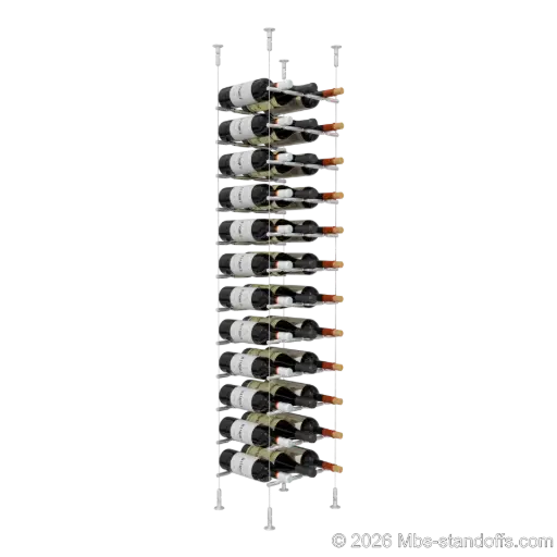 [CS15A-PCWR3050A-K12] Merlot - Washington Collection Bottle Display Peg Kit With "O" Ring, 36-Bottle (3x12) Capacity, Floating Cable System, Pegs: 1/2″ × 11-1/2" with Clear Anodized Finish
