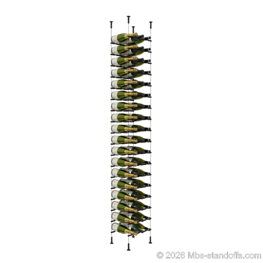 [CS15MB-PCW3050MB-K18] Merlot - Washington Collection Bottle Display Peg Kit, 54-Bottle (3x18) Capacity, Floating Cable System, Pegs: 1/2″ × 11-1/2" with Matte Black Anodized Finish