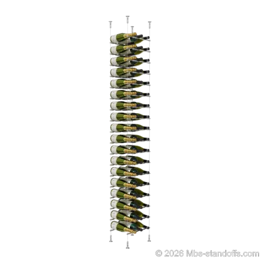 [CS15SS-PCW3050S-K18] Merlot - Washington Collection Bottle Display Peg Kit, 54-Bottle (3x18) Capacity, Floating Cable System, Pegs: 1/2″ × 11-1/2" with Satin Brushed Finish
