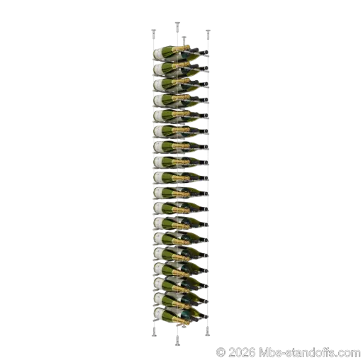 [CS15SS-PCWR3050S-K18] Merlot - Washington Collection Bottle Display Peg Kit With "O" Ring, 54-Bottle (3x18) Capacity, Floating Cable System, Pegs: 1/2″ × 11-1/2" with Satin Brushed Finish