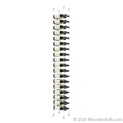 [SCS15SS-PCW2050S-K18] Merlot - Sonoma Collection Bottle Display Peg Kit, 36-Bottle (2x18) Capacity, Floating Cable System, Pegs: 1/2″ × 7-1/2" with Satin Brushed Finish