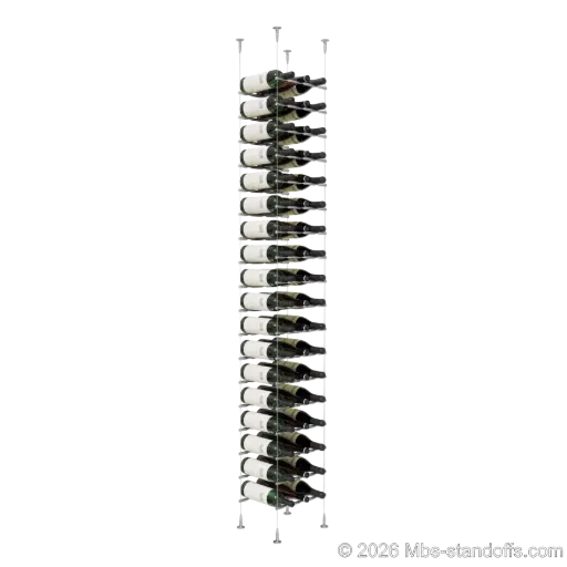 [SCS15SS-PCW3050S-K18] Merlot - Sonoma Collection Bottle Display Peg Kit, 54-Bottle (3x18) Capacity, Floating Cable System, Pegs: 1/2″ × 11-1/2" with Satin Brushed Finish