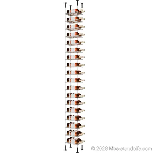 [CS15MB-CF02C-K18] Sauvignon - Loire Collection Bottle Display Cable Cradle Kit, 36-Bottle (2x18) Capacity, Floating Cable System, 2-Bottle Flat Acrylic Cradle, Cable: 1/16″ Diameter, 13′-1″ Length with Matte Black Anodized Hanger