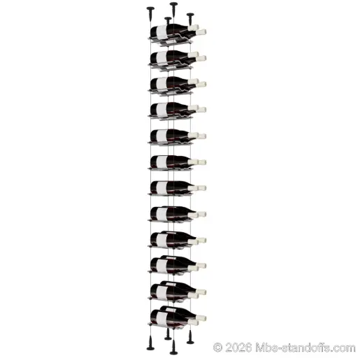 [SCS15MB-CW02-K12] Viognier - Condrieu Collection Bottle Display Cable Cradle Kit, 24-Bottle (2x12) Capacity, Floating Cable System, 2-Bottle Wave Acrylic Cradle, Cable: 1/16″ Diameter, 13′-1″ Length with Matte Black Anodized Hanger