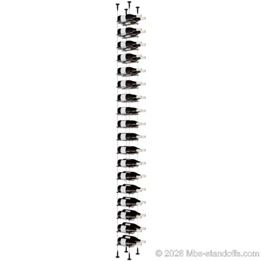 [SCS15MB-CW02-K18] Viognier - Condrieu Collection Bottle Display Cable Cradle Kit, 36-Bottle (2x18) Capacity, Floating Cable System, 2-Bottle Wave Acrylic Cradle, Cable: 1/16″ Diameter, 13′-1″ Length with Matte Black Anodized Hanger