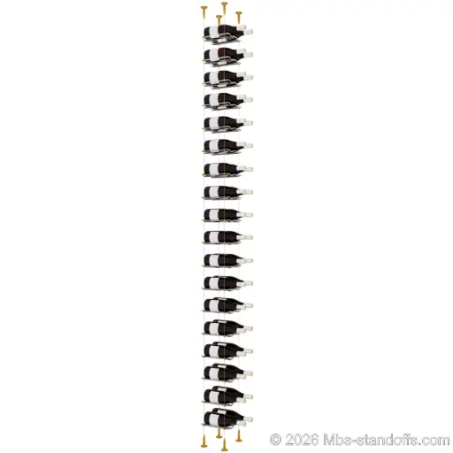 [SCS15G-CW02-K18] Viognier - Condrieu Collection Bottle Display Cable Cradle Kit, 36-Bottle (2x18) Capacity, Floating Cable System, 2-Bottle Wave Acrylic Cradle, Cable: 1/16″ Diameter, 13′-1″ Length with Gold Anodized Hanger