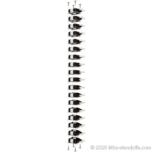 [SCS15SS-CW02-K18] Viognier - Condrieu Collection Bottle Display Cable Cradle Kit, 36-Bottle (2x18) Capacity, Floating Cable System, 2-Bottle Wave Acrylic Cradle, Cable: 1/16″ Diameter, 13′-1″ Length with Satin Brushed Hanger