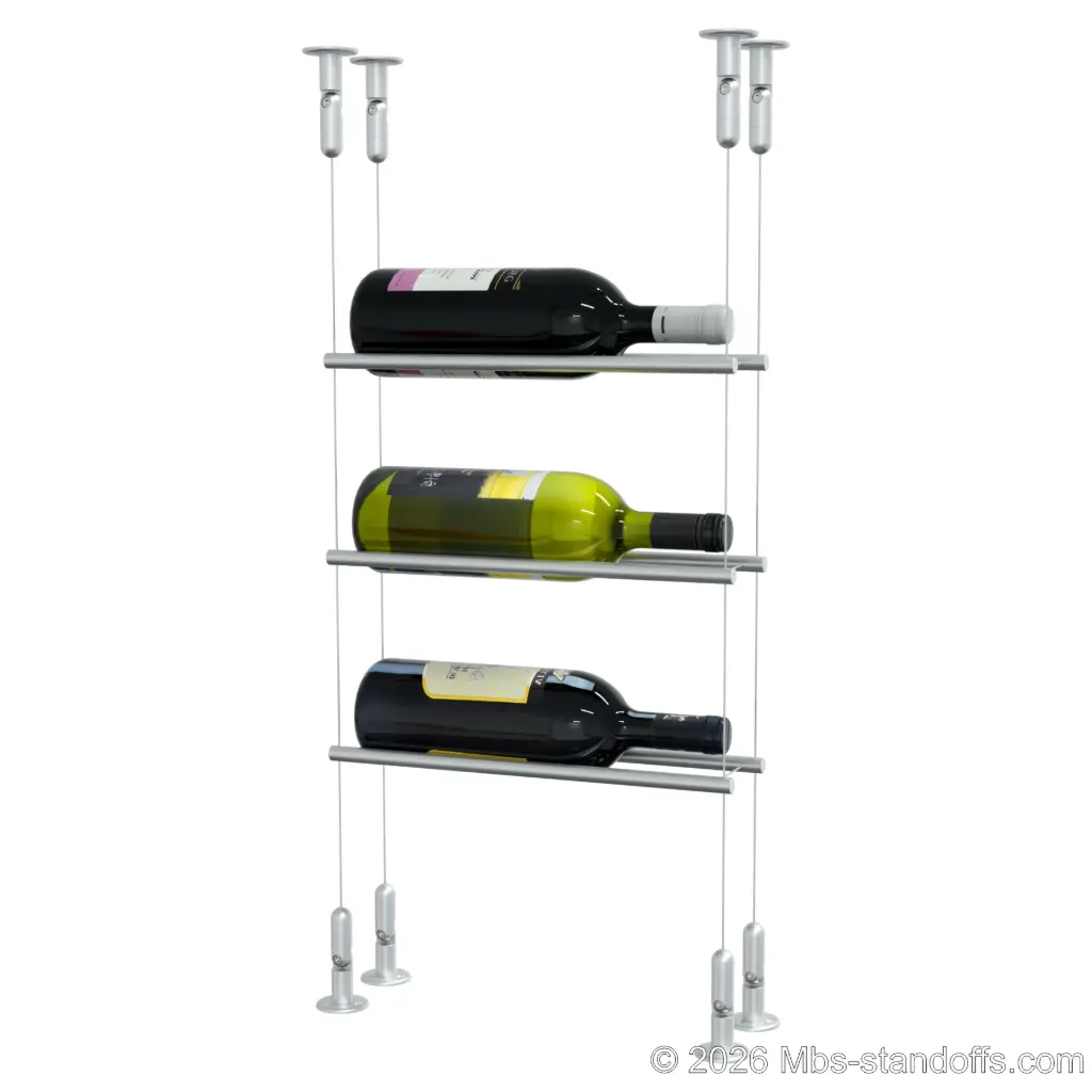 Alsace / Pinot Gris Wine Display Cable with Horizontal Peg – Holds 1, 2 or 3 Bottles