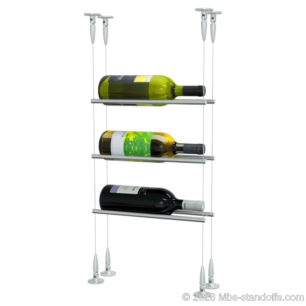 Alsace / Muscat Wine Display Cable with Horizontal Peg – Holds 1, 2 or 3 Bottles