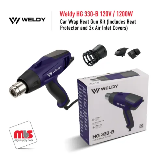 [128.355] Weldy HG 330-B 120V/1200W Car Wrap Heat Gun Kit (Includes Heat Protector and 2x Air Inlet Covers)