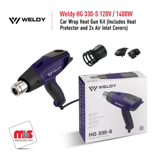 [130.941] Weldy HG 330-S 120V/1400W Car Wrap Heat Gun Kit (Includes Heat Protector and 2x Air Inlet Covers)
