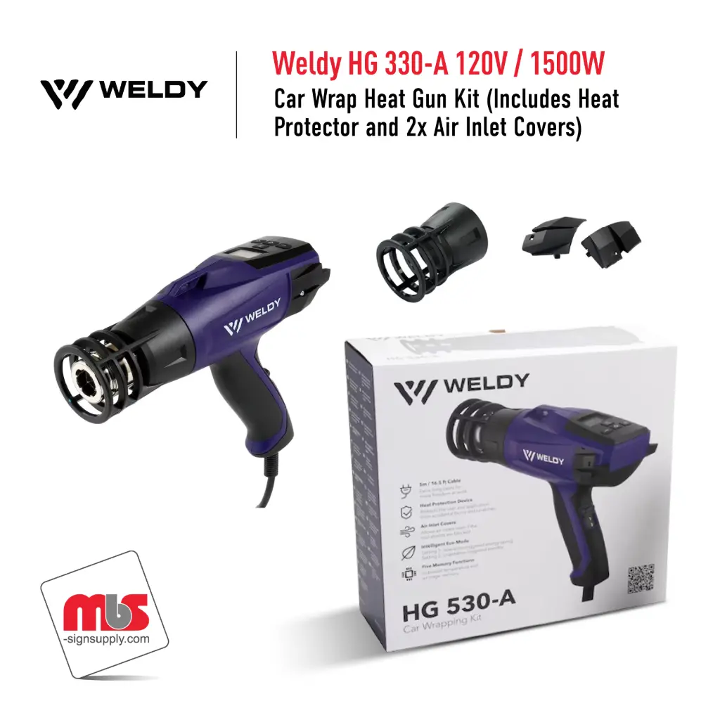 Weldy HG 530-A 120V/1500W Car Wrap Heat Gun Kit (Includes Heat Protector and 2x Air Inlet Covers)