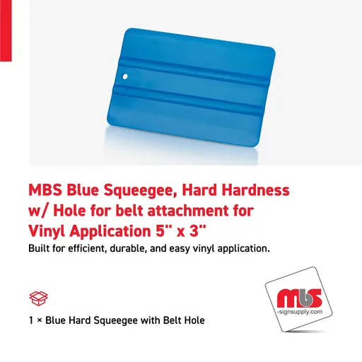 [SQ-0103] MBS 5" x 3" Blue Squeegee, Hard Hardness w/ Hole for belt attachment for Vinyl Application