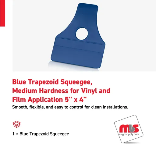 [SQ-0105] 5" x 4" Blue Trapezoid Squeegee, Medium Hardness for Vinyl and Film Application