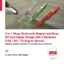 3 in 1 Wrap Sticks with Magnet and Wrap Slit Cut Clipper Design with 3 Hardness (100 / 83 / 72 Degree Shores)