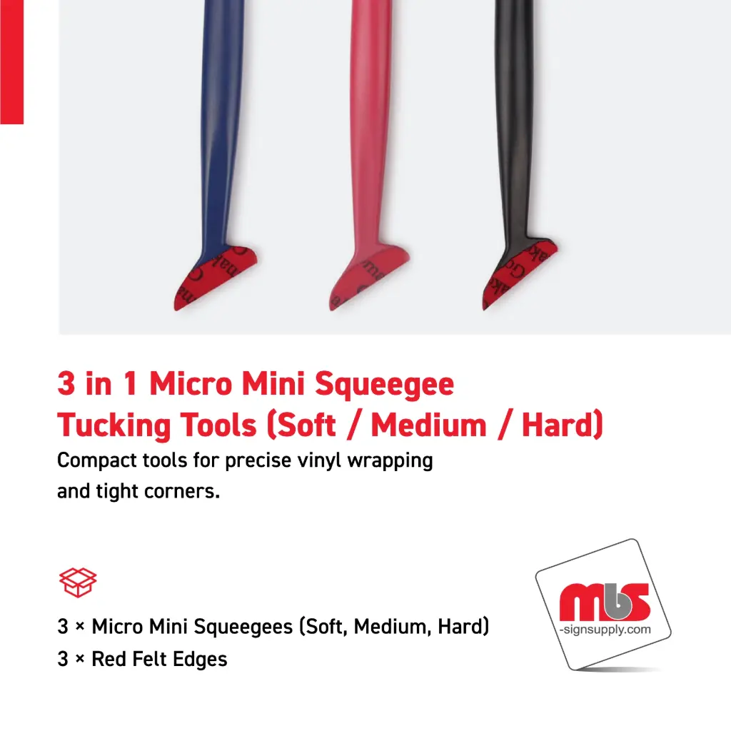 3 in 1 Micro Mini Squeegee Tucking Tools with Red Felt (Soft / Medium / Hard)