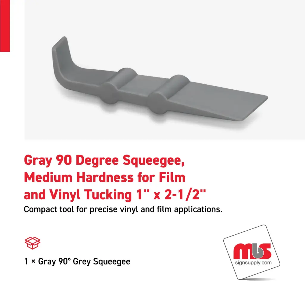1'' x 2-1/2'' Gray 90 Degree Squeegee, Medium Hardness for Film and Vinyl Tucking
