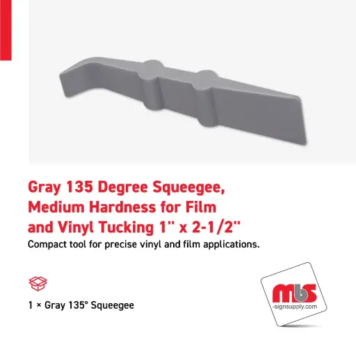 [SQ-0206] 1" x 2-1/2" Gray 135 Degree Squeegee, Medium Hardness for Film and Vinyl Tucking